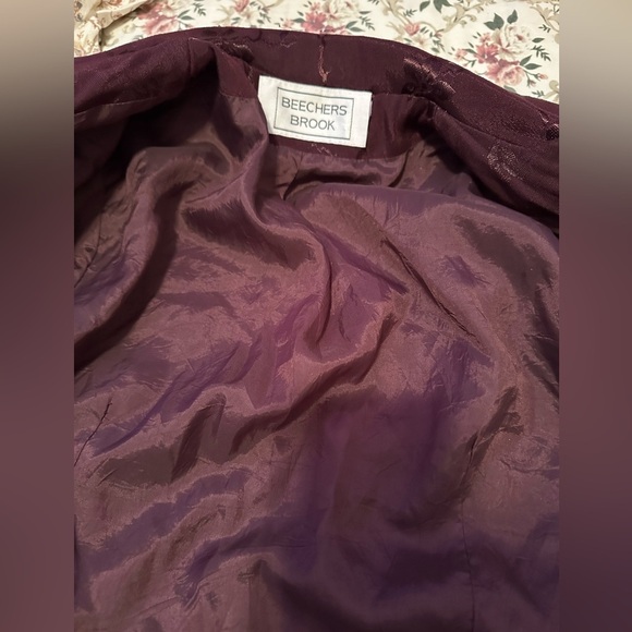 Gorgeous Dark Academia Plum Floral Jacquard Satin Boho Steampunk Coat Jacket S M - Picture 9 of 14